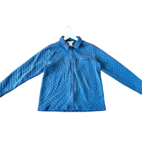 L.L. Bean blue quilted full zip collared sweater size small - Picture 1 of 7